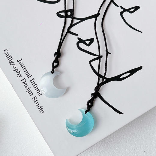 猫眼石月牙天然石长链项链-纪念日百货门店同款168195278 商品图0