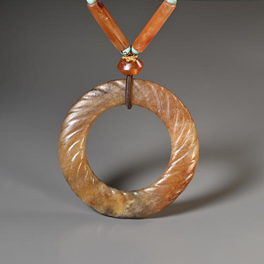 战国五色沁绞丝环+春秋绿松石+西亚高古红玛瑙项链 商品图2