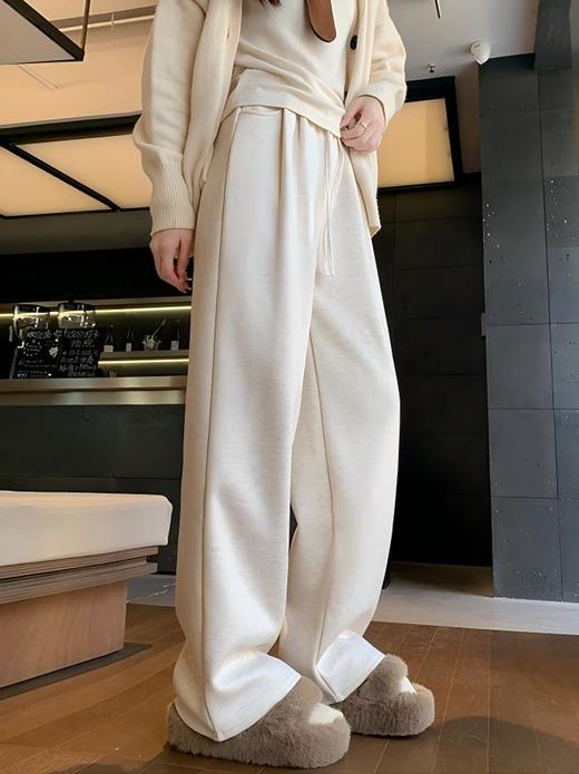 羊羔绒暖暖裤 女2025新款秋冬季直筒慵懒休闲加绒加厚阔腿裤 商品图3