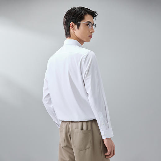 GXG男装【含桑蚕丝】25秋季简约纯色日常休闲男式翻领长袖衬衫K&C 商品图2