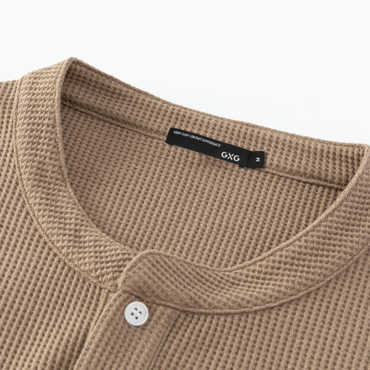 GXG男装25秋季时尚百搭肌理感简约休闲男式圆领长袖T恤衫上衣K&C 商品图6