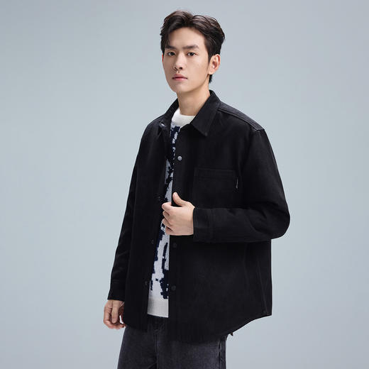 GXG男装25秋季日系复古简约翻领户外休闲宽松百搭男式长袖衬衫K&C 商品图1