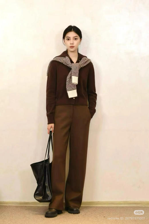 1128-3 独家圆正 重磅 小禾 美拉德色 绵羊毛混纺 针织布 直筒长裤 我穿42码 商品图6