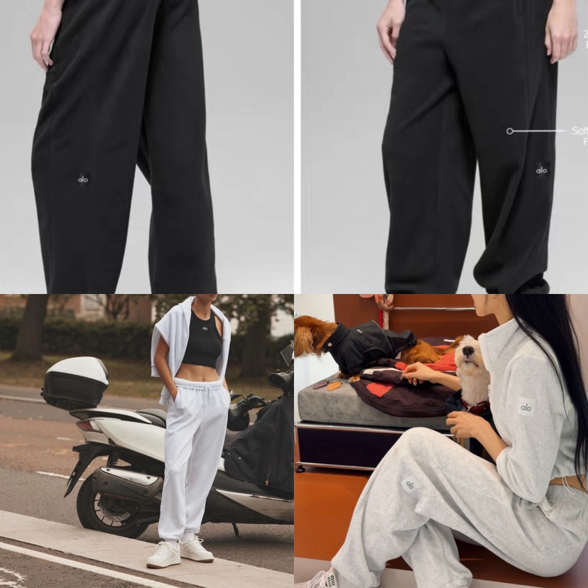 1128-1 首日包邮 自留款 alo双面摇粒绒 立体剪裁 高腰束脚口 休闲裤 慢跑裤