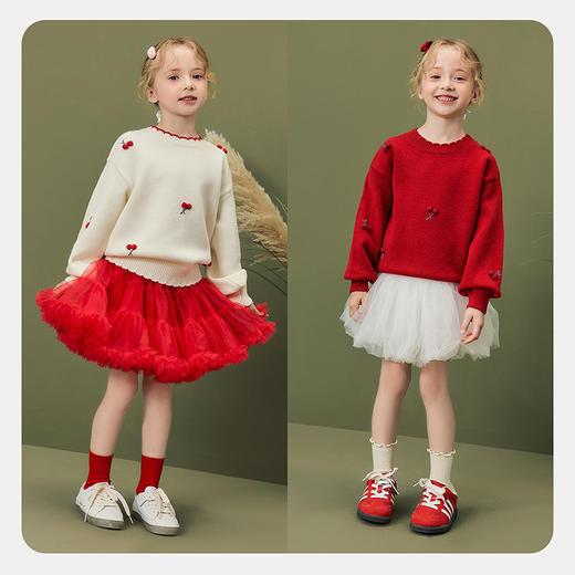 迷你巴拉女童儿童毛衣2025冬季新品柔软蓬松亲肤不易起球甜美毛衫 商品图2