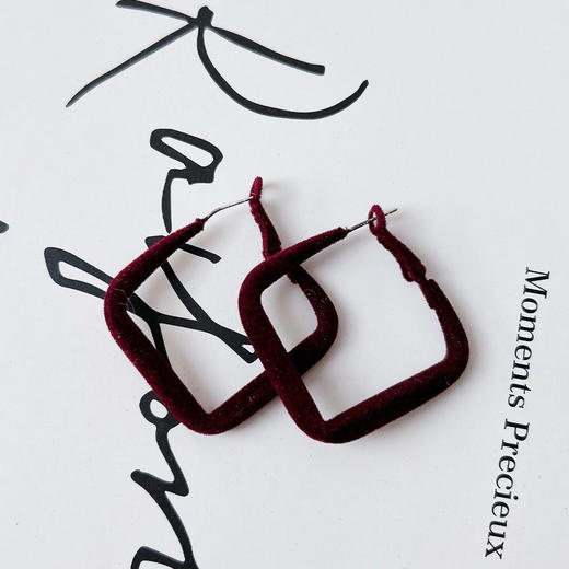 秋冬咖色耳环耳圈女人味素圈耳饰女耳钉方圆脸耳圈-纪念日百货门店同款168143646 商品图3