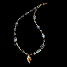 西亚高古黄水晶+汉代海蓝宝项链