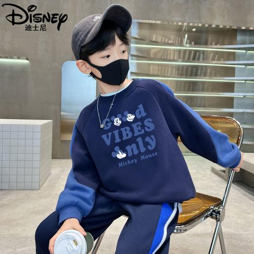 迪士尼男童加绒卫衣加厚冬季2024新款儿童上衣男大童打底衫一体绒 商品图4