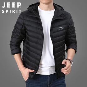 JEEP SPIRIT男士轻薄羽绒服年新款白鸭绒保暖冬连帽外套HL8707