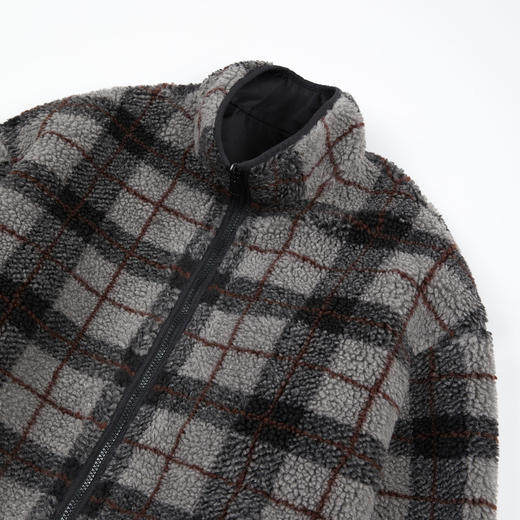 ROMI STUDIO“双面两穿”复古格纹羊毛针织摇粒绒外套 RWCWWY7015 商品图1
