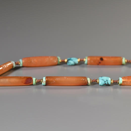 战国五色沁绞丝环+春秋绿松石+西亚高古红玛瑙项链 商品图6