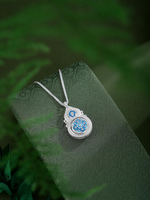 子佩集【福禄宝相】银S990吊坠【QFDZ048】原创作品花丝珐琅彩可转动(不含链)2511 商品图10