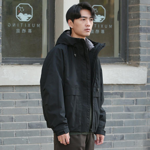 DRONKOO 2025 连帽弹力绳金属扣后背活页字母短款中厚棉服 商品图2