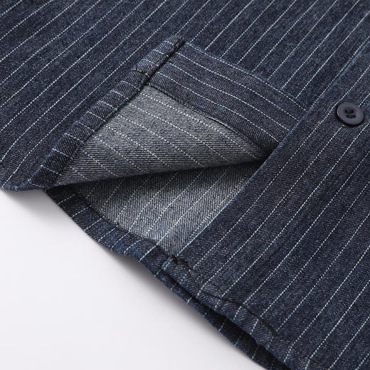 GXG男装25秋季经典条纹休闲日常通勤简约翻领外穿衬衫男式夹克衫K&C 商品图10