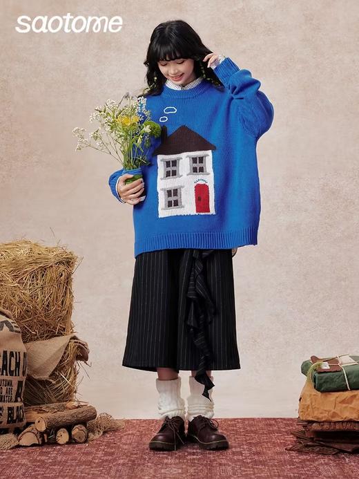 早已女惠子saotome/STMMY13058/彩色小房子粗织圆领毛衣 商品图3