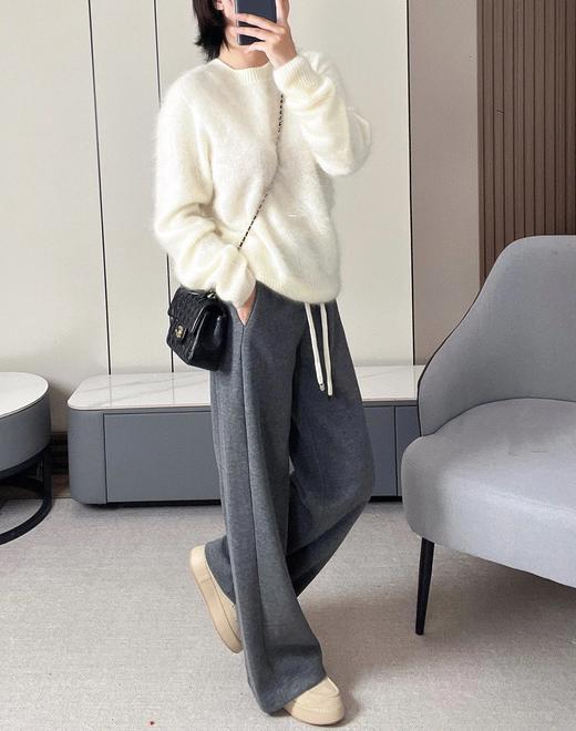高品质神裤~【直筒羊毛裤】撞色的高腰裤腰边设计+窄腿阔版的版型，显瘦显腿长！无标发货WD 商品图0