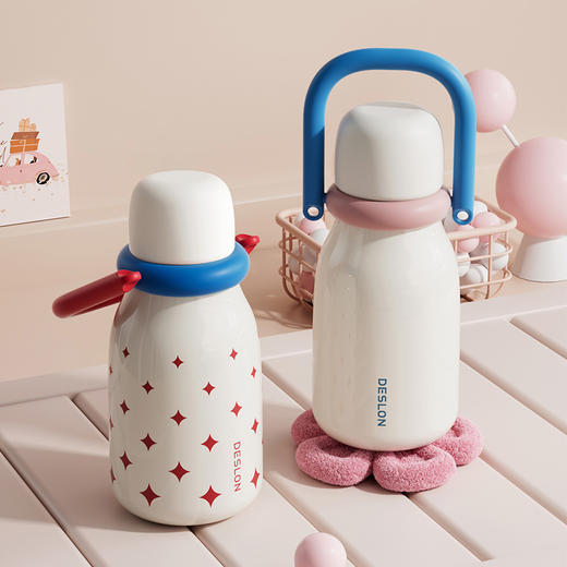 DESLON德世朗 萌趣双饮随行壶 650ml 蓝色/红色 商品图0
