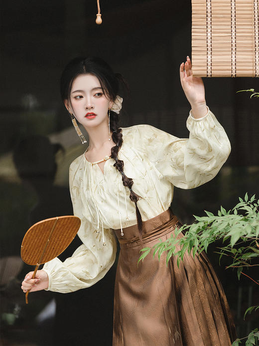 【重回汉唐浮月】原创改良圆领衫百搭上衣短衫汉服女款国风新中式 商品图2