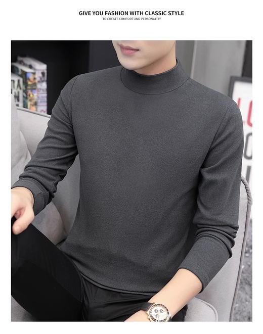 【买一送一】超值2件装 防静电蓄热速暖男士打底衫 秋冬德绒抗菌半高领保暖打底衫男长袖简约内搭双面磨毛加绒上衣男 商品图13