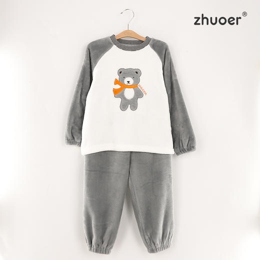 【可爱绒绒家居服套装】男女宝通用两件套保暖防风冬装百搭款内搭外穿两用柔软亲肤 商品图3