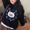 【YW】无忧购可爱猫咪提花圆领毛衣女秋冬宽松百搭减龄针织衫上衣1098#（截单后3-5天发货） 商品缩略图9