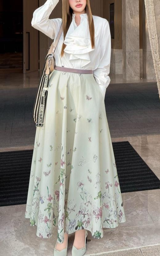 女款蝴蝶印花高腰半身裙zh010 商品图3