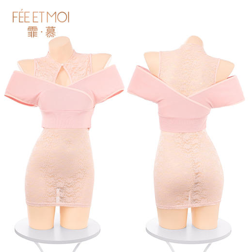 霏慕 粉漾缠绵露沟透肤连衣裙ZY175 商品图9