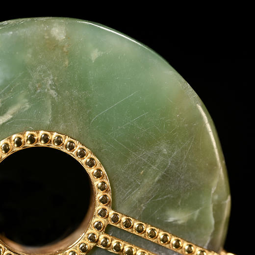 高古碧玉玦+18K金镶嵌项坠 商品图5