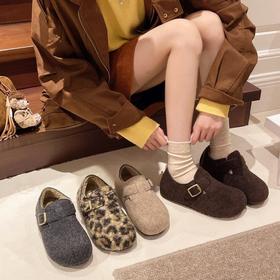 【YW】无忧购加绒女一脚蹬平底软底保暖休闲勃肯鞋667（截单后3-5天发货)