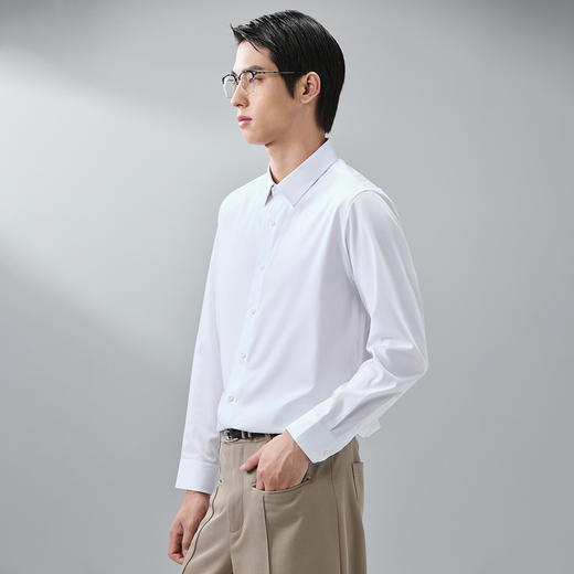 GXG男装【含桑蚕丝】25秋季简约纯色日常休闲男式翻领长袖衬衫K&C 商品图1
