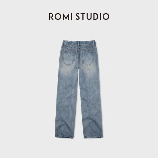 ROMI STUDIO“桃心牛仔”水洗石磨美式高腰垂坠牛仔长裤 RWCAX87047 商品图2
