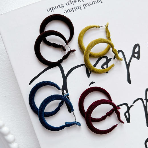 新款植绒大圆圈圈耳环法式温柔高级感秋冬丝绒耳饰品耳圈-纪念日百货门店同款168143620 商品图4