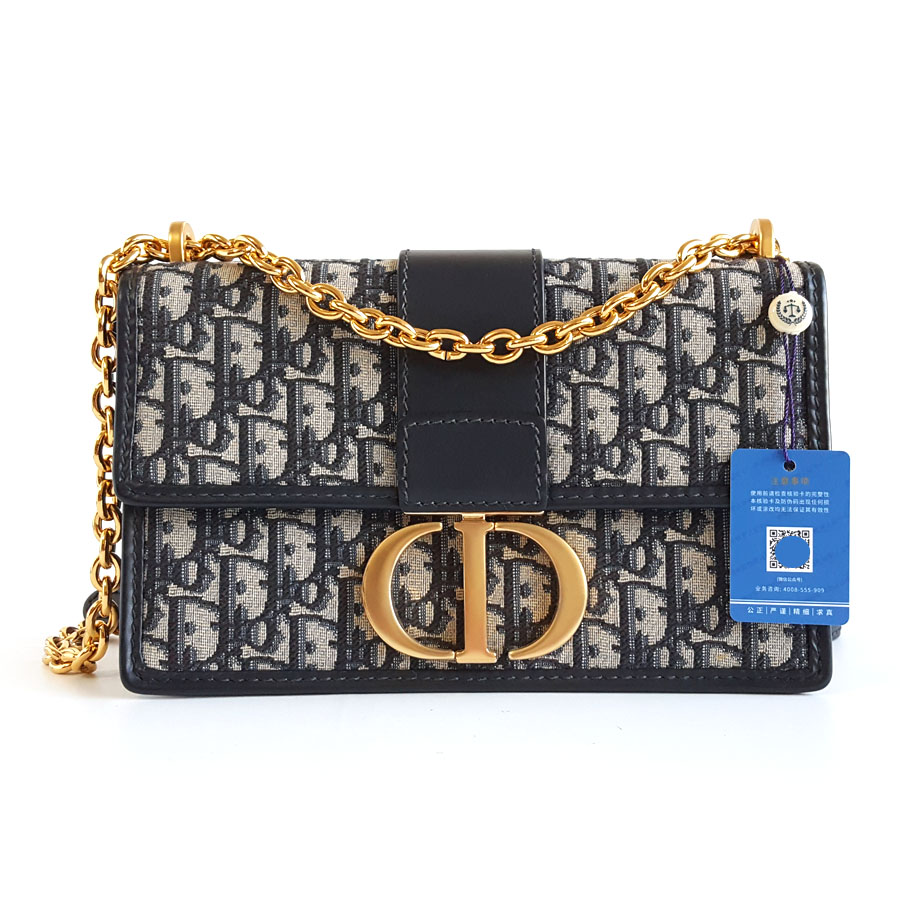 【95新】Dior迪奥30 Montaigne系列M9208UTZQ_M928中号老花蒙田30链条包单肩斜挎包女士261125NJT17
