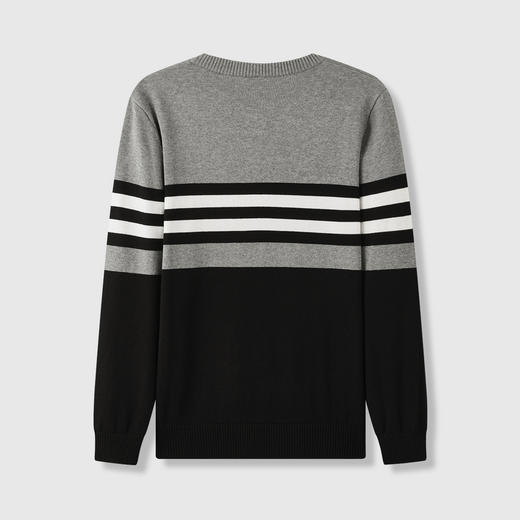 GXG男装25秋季时尚潮流撞色条纹针织衫日常百搭圆领休闲男式毛衣K&C 商品图3