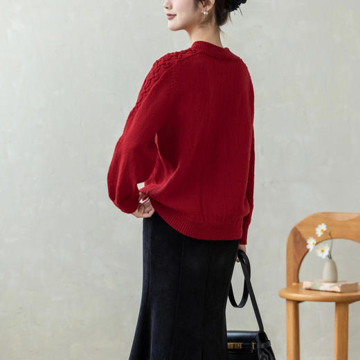 苏苏姐家中国结马鞍肩上衣手工DIY编织羊毛棒针毛线团毛衣材料包 商品图2