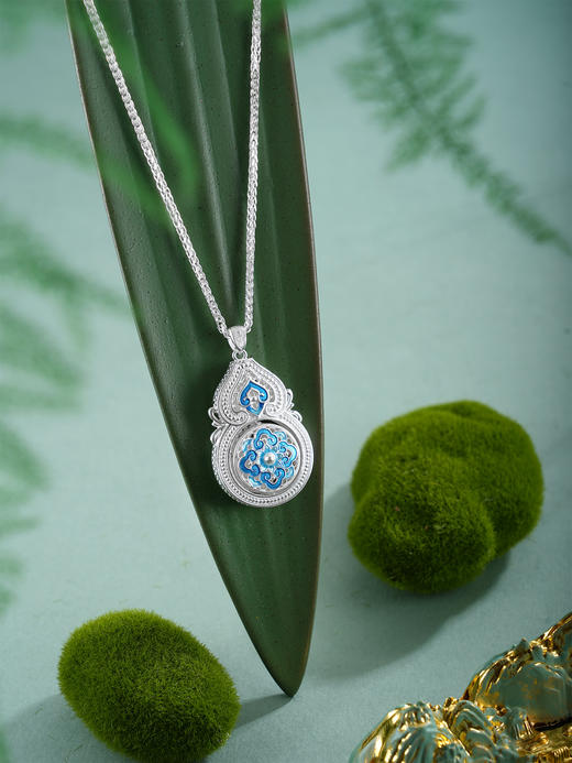 子佩集【福禄宝相】银S990吊坠【QFDZ048】原创作品花丝珐琅彩可转动(不含链)2511 商品图0