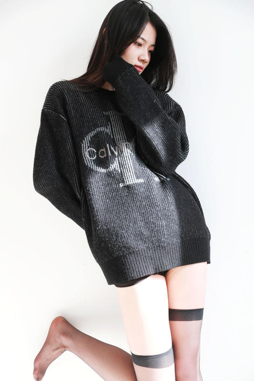 大字母肌理感毛衣，慵懒风氛围针织衫。情侣宽松打底毛衣C112866 商品图13