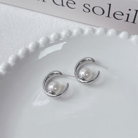 珍珠光泽温润设计小巧精致银针耳圈纪念日百货门店同款-162243259