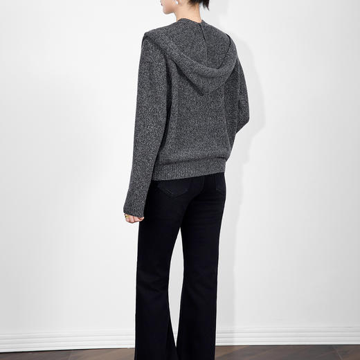 「高货wl」全新升级【铂金会员367/天猫489/差价122】(00514)洛诗琳密织连帽围巾美丽诺羊毛上衣2025冬季气质针织毛衣 商品图4