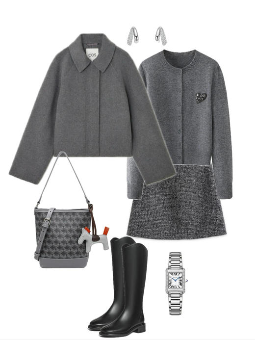 格雷系灰色MO家羊毛开衫毛衣优雅贵气 商品图12