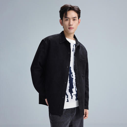 GXG男装25秋季日系复古简约翻领户外休闲宽松百搭男式长袖衬衫K&C 商品图2