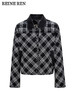 黑白复古格纹短款箱型夹克 商品缩略图1