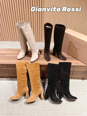 Gianvito Rossi 复古麂皮高跟堆堆靴 长版(DBG)