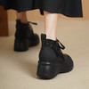 【预售5天】7cm黑色羊反绒松糕厚底高跟系带马丁靴软皮圆头短靴子加绒DTN-605-8 商品缩略图1
