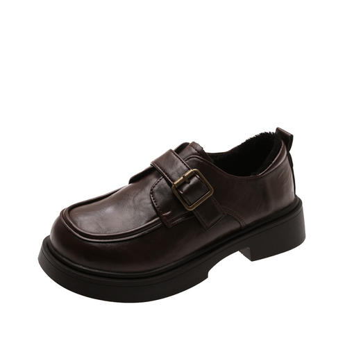 【YW】无忧购英伦风加绒小皮鞋女一脚蹬复古学院风百搭厚底乐福鞋5801#（截单后3-5天发货） 商品图7