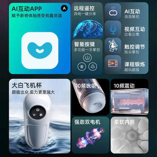 GALAKU加乐谷 大白飞机杯APP遥控吮吸体感加温自动男用自慰AI互动 商品图2