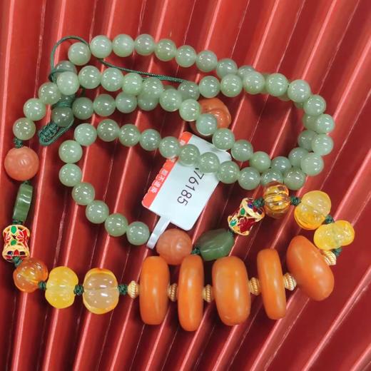 蜜蜡项链-老饼干碧玉链如意 商品图0