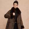 QP601斯尔丽2025冬季新款兔毛皮毛一体中长直身显瘦皮草狐狸毛领 商品缩略图4