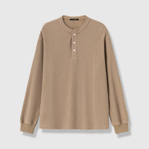 GXG男装25秋季时尚百搭肌理感简约休闲男式圆领长袖T恤衫上衣K&C 商品图4