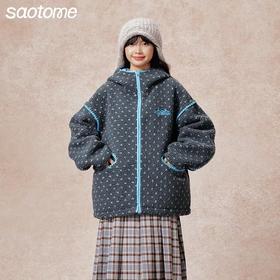 早乙女惠子saotome/STMWT13641/贝壳秀波点连帽羊羔毛外套